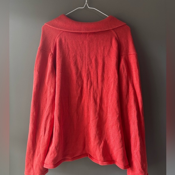 Coldwater Creek, size 2X, 100% cotton knit button up orange sweater, over sized - Picture 8 of 9